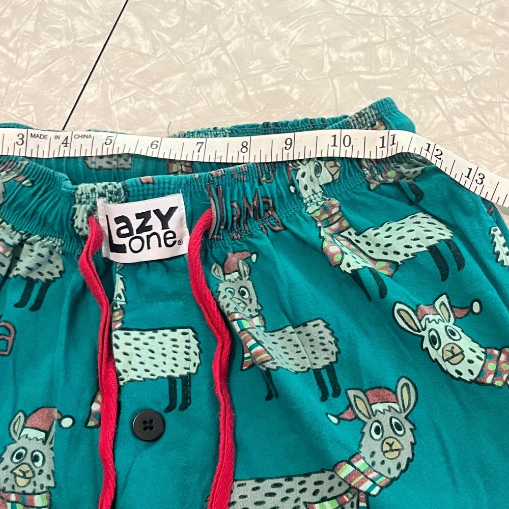 Lazy One Fa La La Llama Pajama Pants Teal Green Cotton Christmas Holiday XS - Picture 5 of 7